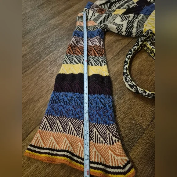 FREE PEOPLE XS Multicolor Patchwork Long Bell Sleeve Sweater Dress - Picture 8 of 10